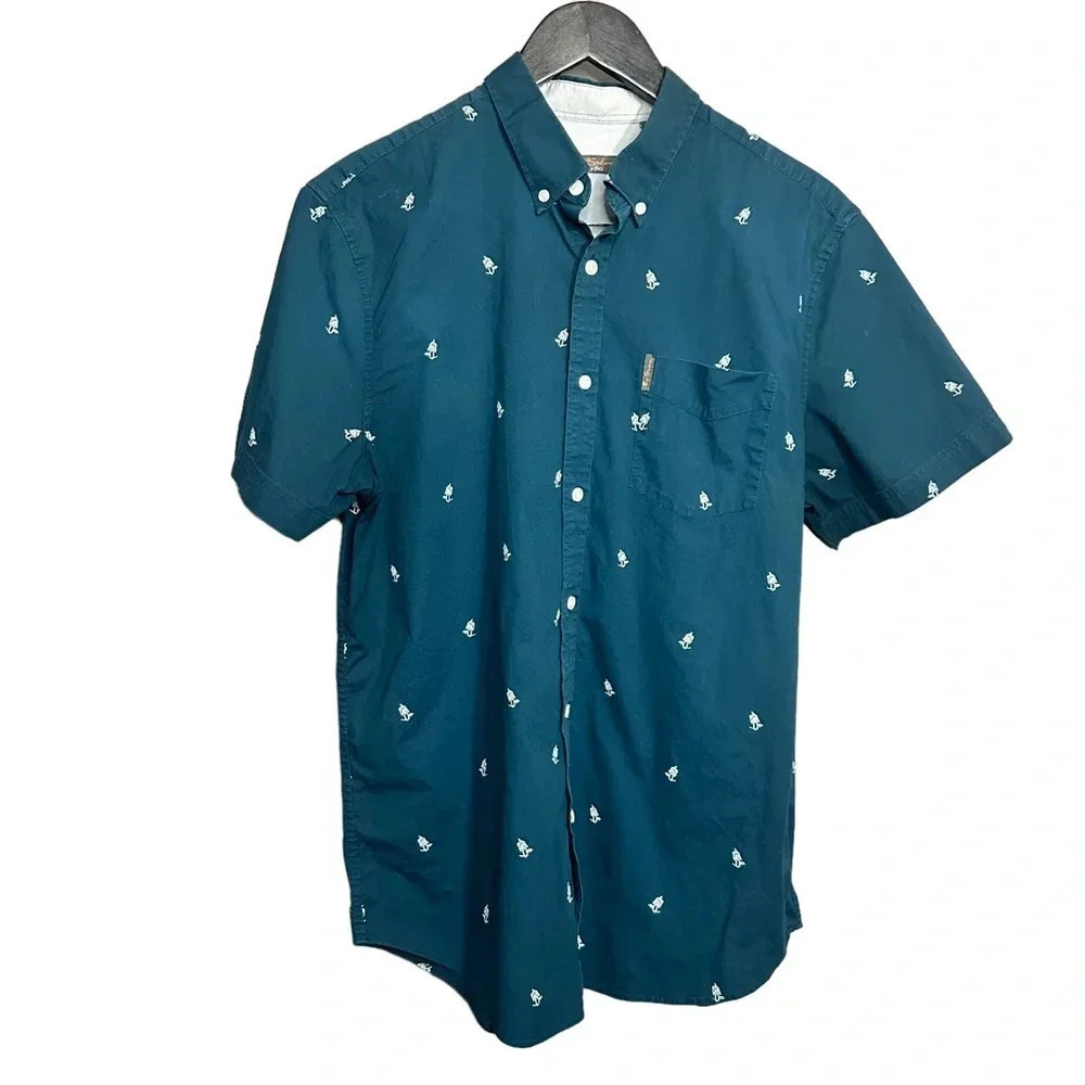 Ben Sherman Palm Tree Shortsleeve Button Down Shirt Size XL